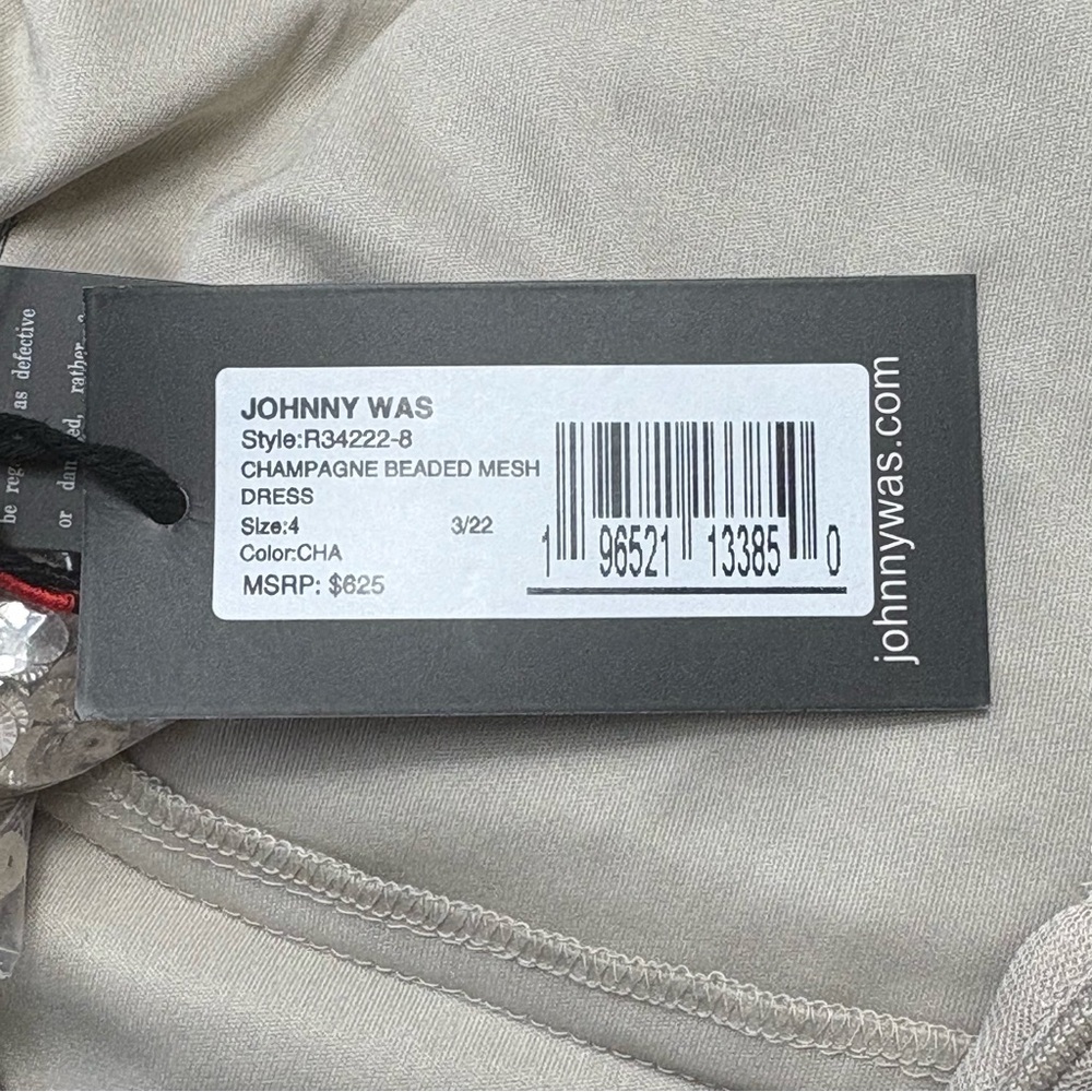 NWT Johnny Was Champagne Beaded Mesh Dress Size 4 Cocktail Party Evening Event - Picture 14 of 14